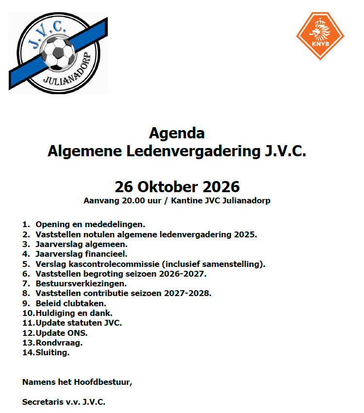 Aankondiging ALV 2026